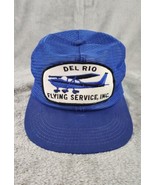 Del Rio Flying Service Inc Trucker Hat Blue White Patch Logo Vintage Wor... - £23.35 GBP
