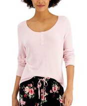 MSRP $35 Charter Club Ribbed Henley Pajama Top Chalky Rose Pink Size Medium - $25.74
