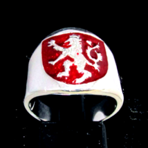 Sterling silver ring Scottish Rampant Lion on Shield Medieval Scotland coat of a - £63.96 GBP