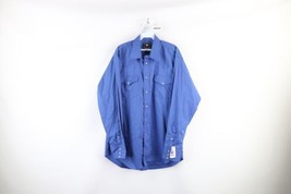 NOS Vtg 70s Streetwear Mens Large Western Rodeo Collared Button Shirt Blue USA - £79.09 GBP