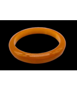 Vintage Bakelite Bangle Bracelet Pumpkin Orange Light Marble Effect 3&quot; - $93.35