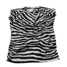 Forever 21 Shirt Womens S Black White Striped Sleeveless Cowl Neck Blouse - $18.69