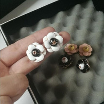 Exquisite design camellia earrings flowers rose petals wedding party woman earri - £7.03 GBP