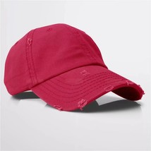Red Vintage Distressed 100% Cotton Solid Polo Denim Baseball Cap Hat Washed - $34.21 CAD