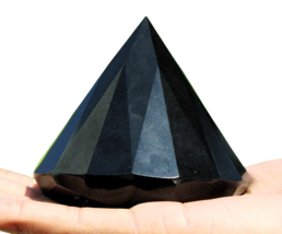 Large 90MM Beautiful  Black Tourmaline Stone  Diamond Cut Pyramid CrystalHealing - £67.08 GBP