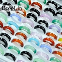 50Pcs EcooLin Jewelry Multicolor Carnelian Agatee Women Girls Rings Lots Mixed C - £23.51 GBP