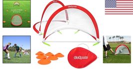 Portable Soccer Goal Pair with Reflective Design and Cones - Training an... - $85.37