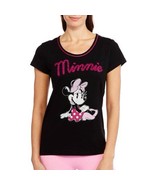 Disney Ladies Sleepshirt Minnie Graphic Black Short-Sleeve Scoop Neck Si... - £19.80 GBP