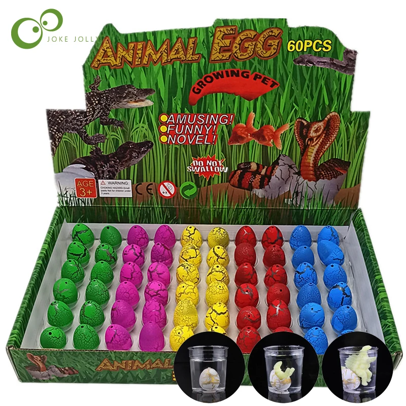 60pcs with retail box Magic Water Hatching Inflation Growing Dinosaur Eggs Toy - £17.27 GBP