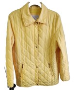 Liz Claiborne Bright Yellow Quilted Zip Up Button Jacket Long Sleeve Siz... - $41.16 CAD