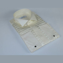 Mens CEREMONIA Tuxedo shiny Shirt 100% Cotton Turkey Slim Fit #stn 17 pta ivory image 5