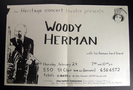 jazz WOODY HERMAN 1977 Toronto Concert POSTER/FLYER - $19.99