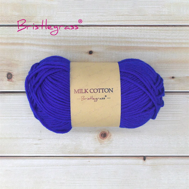 BRISTLEGRASS Acrylic Crochet Wool Yarn 50g Pom-poms Milk Cotton -Electri... - €2,57 EUR