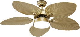 Tropical Ceiling Fans With Light And Remote From Yitahome, 52-Inch Fan, Gold. - $181.98