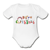 Merry Christmas Holiday Organic Baby Bodysuit One Piece - £15.94 GBP+
