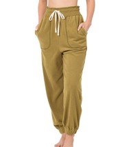 MSRP $25 Zenana Dusty Olive Stitched High-Waist Pocket Joggers Size Smal... - £8.55 GBP