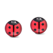 Petite Red Beetle/Lady Bug .925 Silver Stud Earrings - £7.27 GBP
