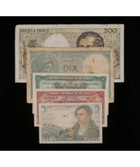 Belgium &amp; France 5-Notes Currency Lot Belgian &amp; French Francs - €45,36 EUR