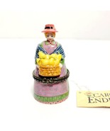 Carol Endres Trinket Box Lady Farmer with Basket of Pears Hinged Lid Ene... - £7.78 GBP