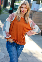 Rust Multicolor Print Textured Knit Top - $39.99