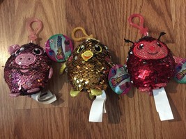 Lot of 3 Shimmeez Clip Ons Sequin - Gold, Pink, Red - $184.52 MXN