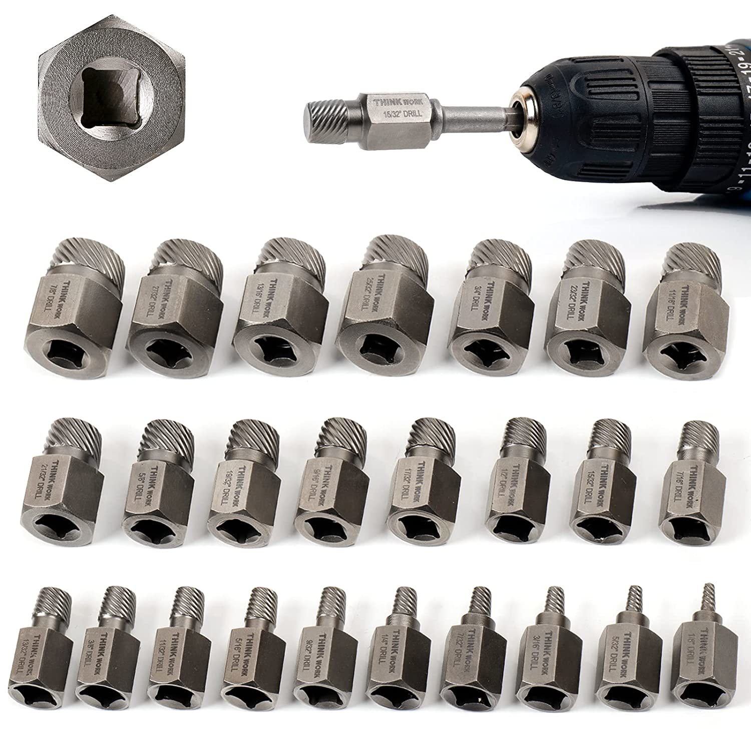 Upgrade Screw Extractor Set, 25-Piece 3/8" Inch Drive Easy Out Bolt Extractor Se - $73.99