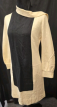 Vintage Geno California Colorblock Dress with Matching Scarf Black/Ivory... - $63.00