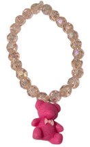 Handmade Women Clear Beads Fashion Bracelet with Pink Smile Bear Charm -... - $4.94