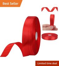 50 Yards of Luxurious Red Satin Ribbon - Perfect for Weddings &amp; Holidays - $14.80