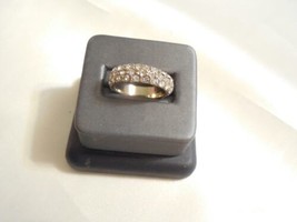 INC Size 8 Gold Tone Paved Simulated Diamond Ring F378 - £9.10 GBP