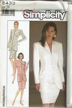Simplicity Sewing Pattern 8433 Semi Fitted Suit Jacket Misses Size 12 - £9.86 GBP