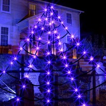 Halloween Outdoor Decorations, 16Ft X 15Ft Giant Spider Web Lights With 135 Led  - £36.75 GBP