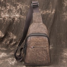 Retro Men Chest Bags 2022 New Leather Solid Color Messenger Bag Leisure Soft Cow - $97.77