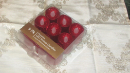 LED VOTIVE CANDLES flameless 9 pk red glitter 1.25&quot; diam. 1.75&quot; tall (office-1) - £4.74 GBP