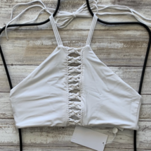 Mikoh Swim Foam White West Oz High Neck Crocheted Detail Halter Bikini Top (L) - £74.75 GBP