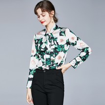Womens Rose Printed Long-Sleeved Shirt Spring Autumn  European Style Retro Lapel - £80.65 GBP