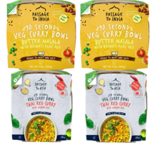 Passage To India Butter Masala &amp; Thai Red Veg Curry Bowl, Variety 4-Pack - £31.11 GBP