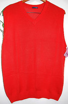 La Camiceria Solid Red Italy Men&#39;s Cotton Sweater Vest Size US 2XL EU 56... - $70.68