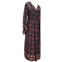 Ulla Johnson Dark Floral Maxi Dress Size 4 Sleeves 100% Silk Sheer Kafta... - $148.49