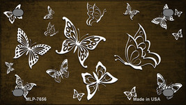 Brown White Butterfly Oil Rubbed Novelty Mini Metal License Plate Tag - £11.95 GBP
