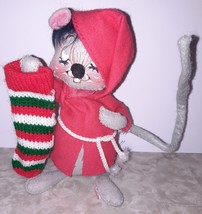 1990 Annalee 6&quot; Bedtime Mouse w/Knit Stocking MADE IN USA Poseable - £19.46 GBP