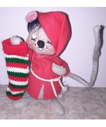 1990 Annalee 6&quot; Bedtime Mouse w/Knit Stocking MADE IN USA Poseable - £19.77 GBP