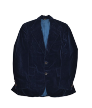 Vintage Velvet Blazer Mens 36 Navy Blue Velour Jacket Formal Double Vent... - £29.43 GBP