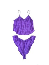 Vintage Victoria&#39;s Secret Purple Satin Cami &amp; Hi Leg silky Panties set M - $74.25