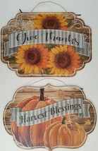 Autumn Thanksgiving Wall Hanging Boards 9.5”Hx13.5”W, Sunflowers or Pump... - $2.99