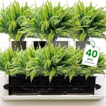 Aumveyi 40 Pcs Artificial Boston Fern Plants Bushes Outdoor Fake Flowers Bulk - £39.16 GBP