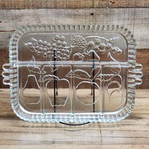 Vintage Indiana Glass Embossed Fruit Divided 5-Part Serving Relish Tray Dish - £14.71 GBP