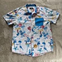 Hawaiian Shirt Hula Girls Guitars Palm Trees Birds  Men&#39;s Large  Beach  ... - $13.99