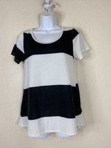 LuLaRoe Womens Size XS Blk/Wht Striped Scoop Tunic T-shirt Short Sleeve - $7.67