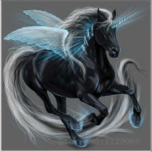 Diamond Painting Kit, Black Pegasus, full square, 50x50cm, unicorn, USA ... - $37.99